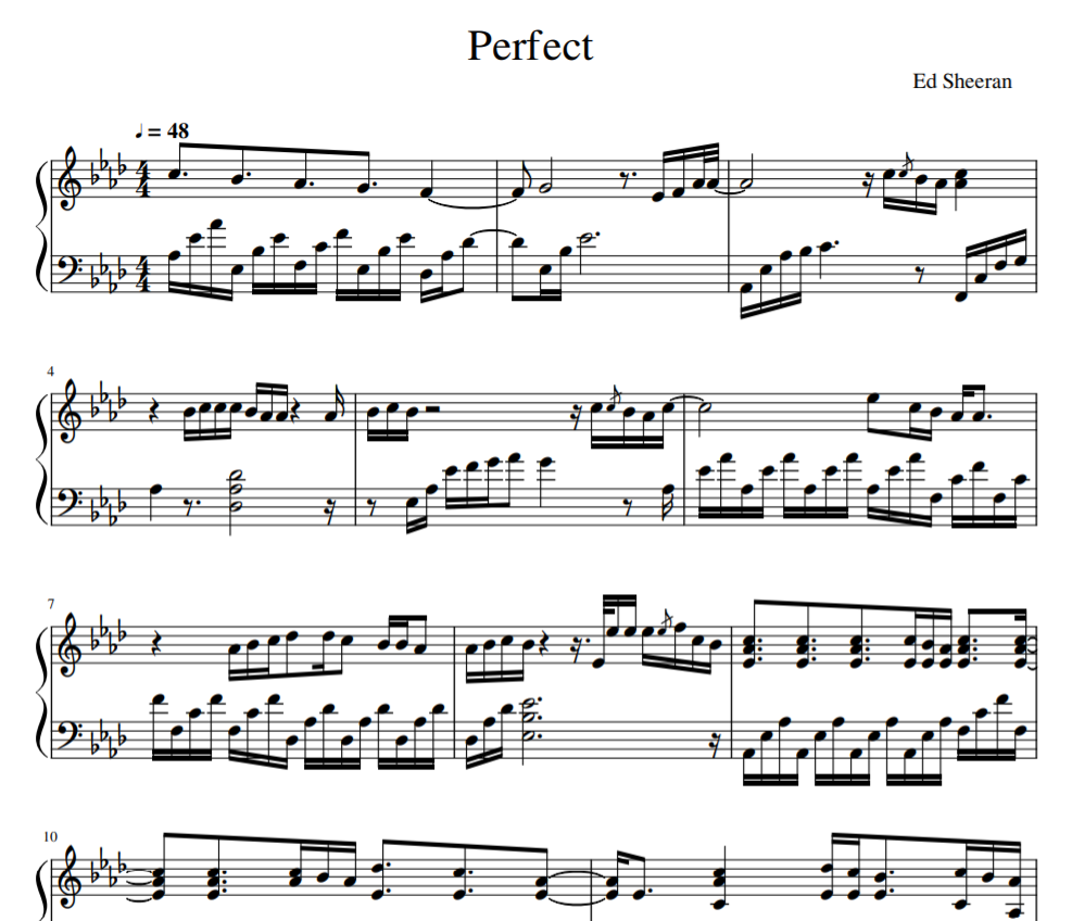 Perfect sheet piano solo